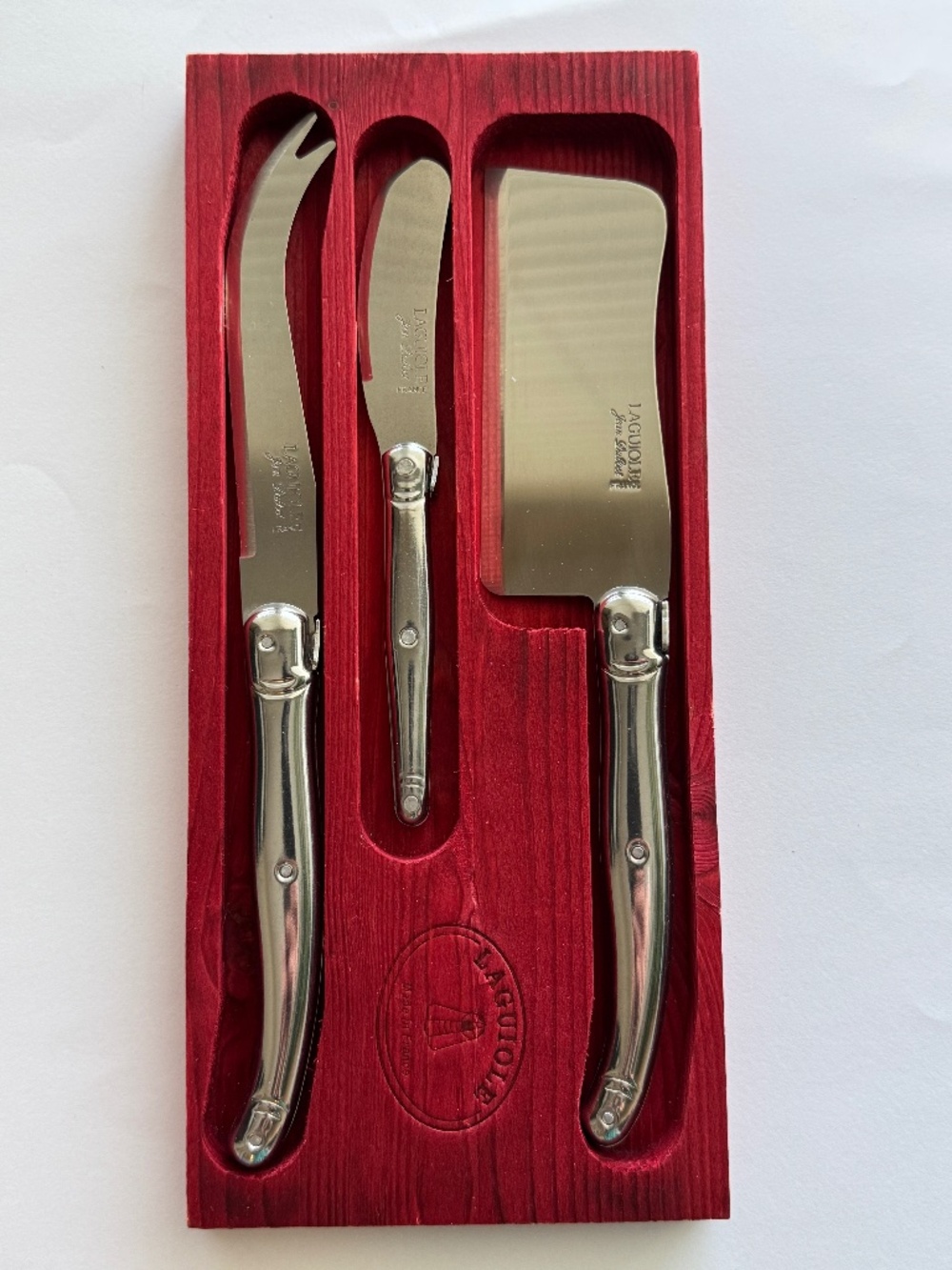 Laguiole Jean Dubost 3p Cheese Knives Set Stainless Steel Handles Upscale France